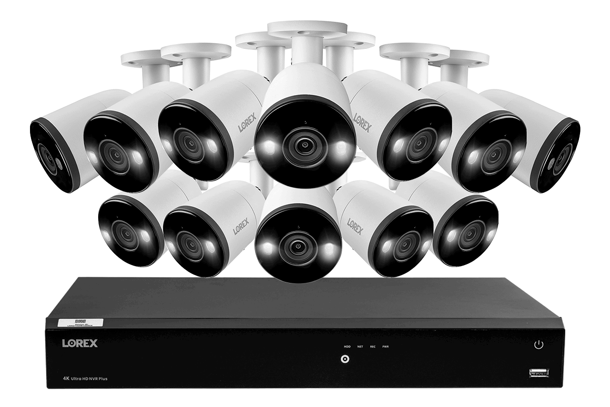 16-Channel 4K Ultra HD Fusion NVR IP System with 12 Smart Deterrence Cameras