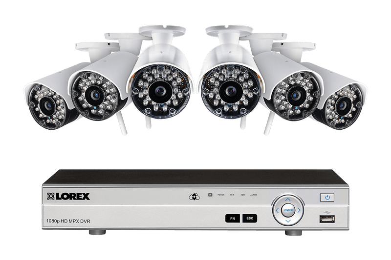 Security surveillance system with 6 wireless cameras and 8 Channel 1080p DVR
