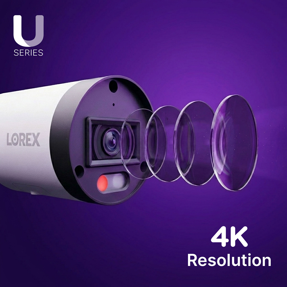 Lorex Connect U3 4K PoE Bullet Camera with Red & Blue Deterrence Lights