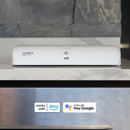 Lorex 4K Ultra HD 16 Camera Capable (8 Wired + 8 Fusion Wi-Fi) 2TB Wired NVR System with 4 IP Smart Security Lighting Cameras