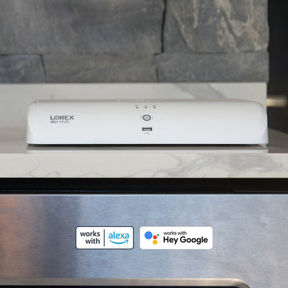 Lorex 4K Fusion 2TB Wired NVR System with Two 4K Smart Security Lighting Turret Cameras and Two 4K Turret Cameras
