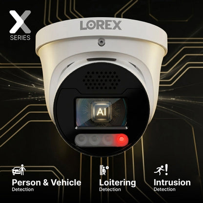 Lorex Connect X5 4K PoE Turret Camera with AI Color Night Vision - White/Black