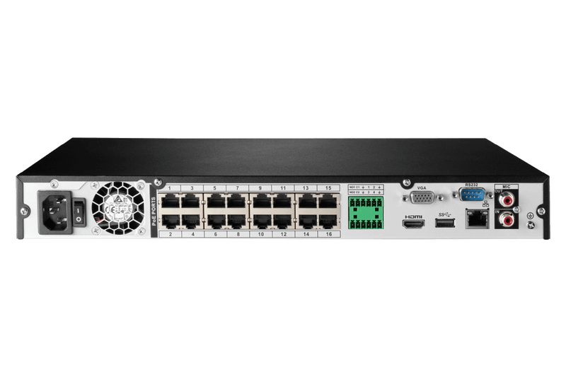 16-Channel 4K Ultra HD IP NVR System with Four Metal 4K (8MP) Smart Deterrence Cameras and Four Metal 4K (8MP) Varifocal Zoom Lens Cameras - Lorex Corporation
