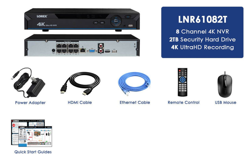 4K Ultra HD NVR with 8 Channels, 2 TB Hard Drive, and Deterrence Compatibility - Lorex Corporation