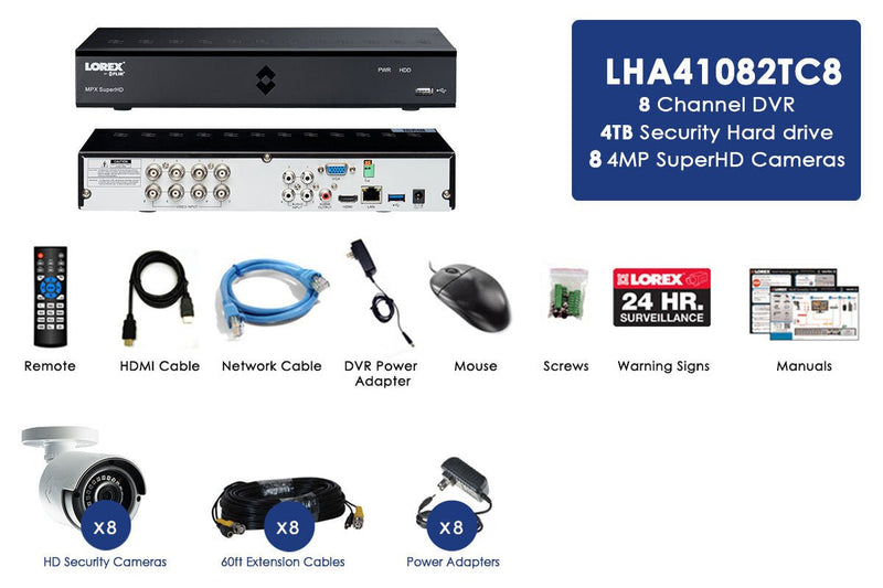 4MP Super HD 8 Channel Security System with 8 Super HD 4MP Cameras - Lorex Corporation