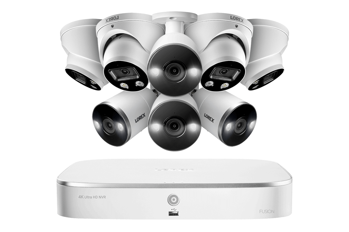 8-Channel Fusion NVR System with Dome and Bullet Smart Deterrence 4K IP Cameras - Lorex Corporation