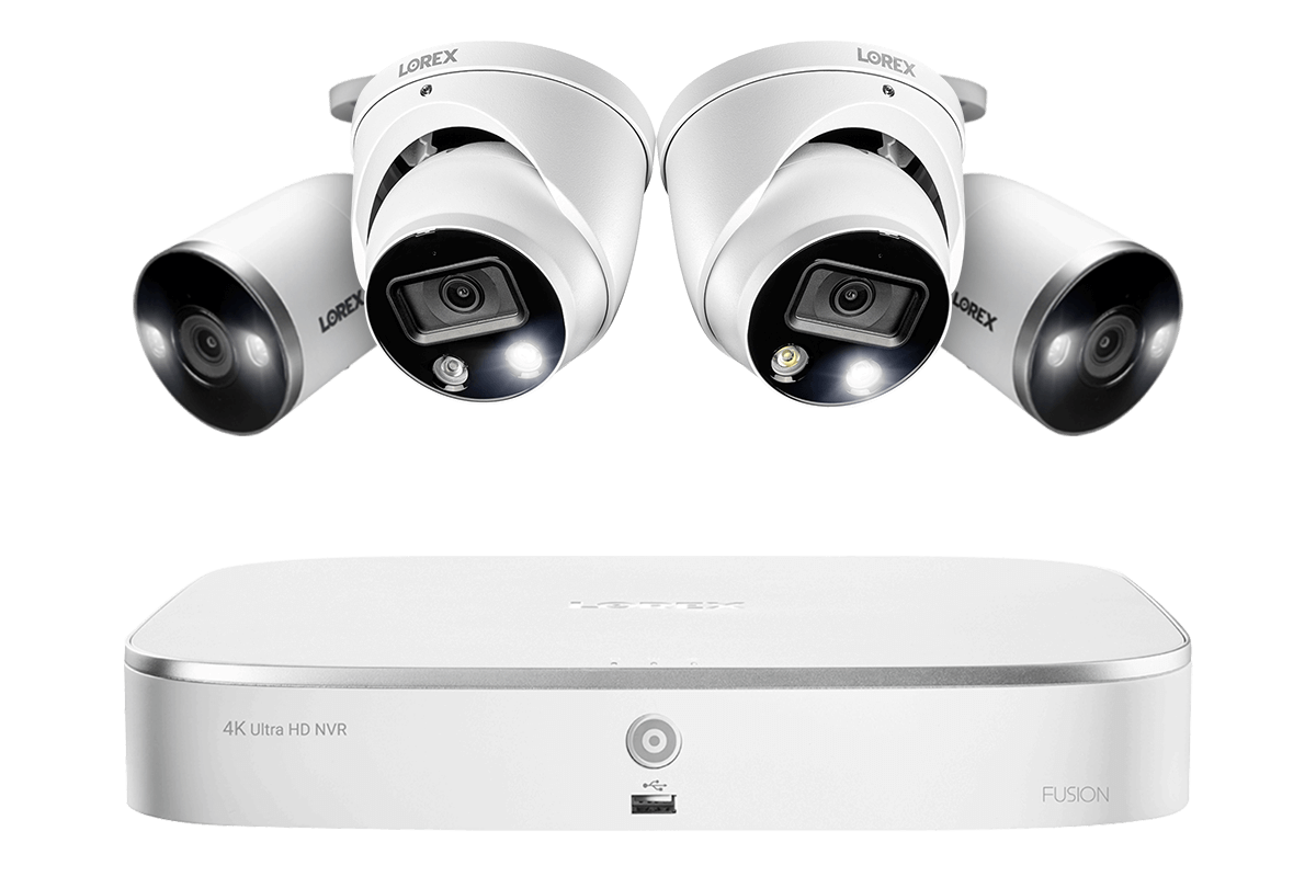 8-Channel Fusion NVR System with Dome and Bullet Smart Deterrence 4K IP Cameras - Lorex Corporation