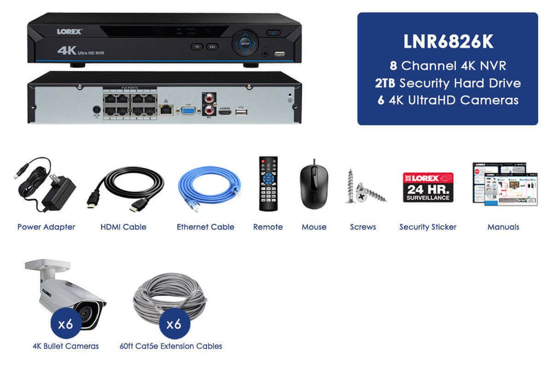 IP Camera System with 6 Ultra HD 4K Security Cameras & Lorex Cloud Connectivity - Lorex Corporation