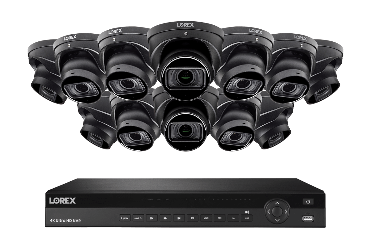 Lorex 4K (16 Camera Capable) 4TB Wired NVR System with Nocturnal 4 Smart IP Dome Cameras Featuring Motorized Varifocal Lens, Listen-In Audio and 30FPS Recording - Lorex Corporation