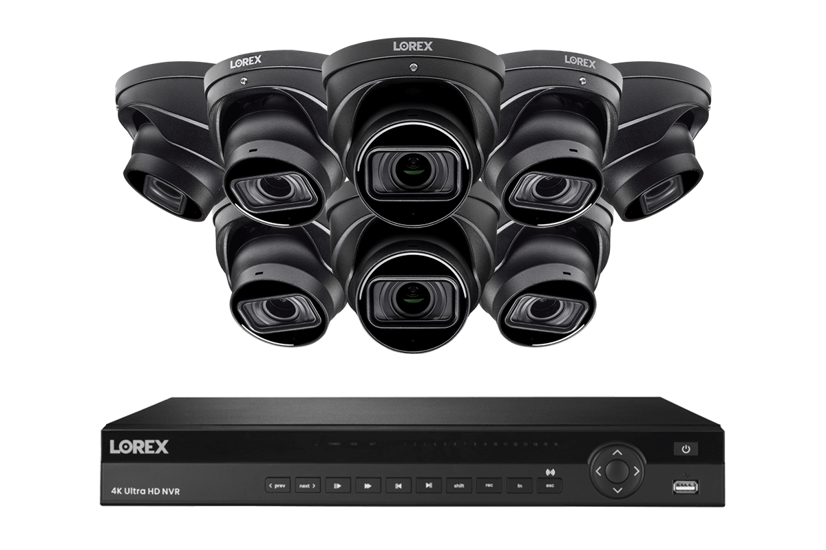 Lorex 4K (16 Camera Capable) 4TB Wired NVR System with Nocturnal 4 Smart IP Dome Cameras Featuring Motorized Varifocal Lens, Listen-In Audio and 30FPS Recording - Lorex Corporation