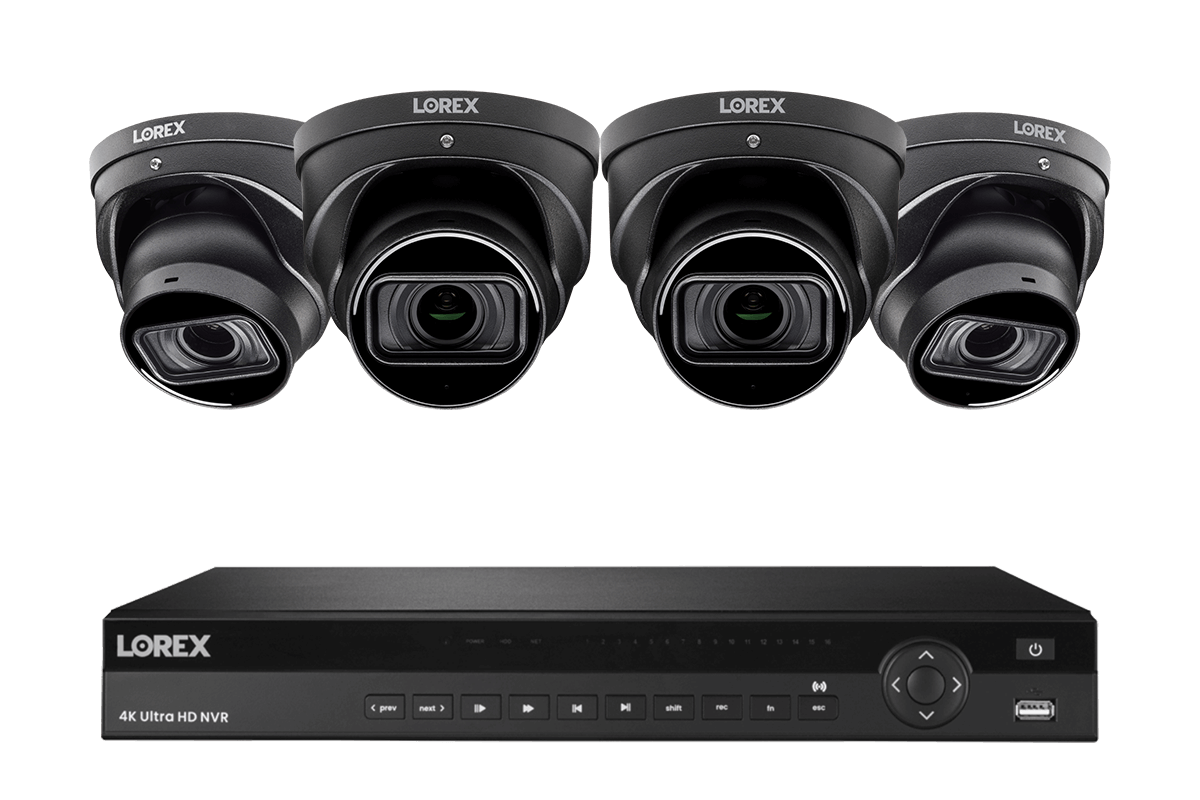 Lorex 4K (16 Camera Capable) 4TB Wired NVR System with Nocturnal 4 Smart IP Dome Cameras Featuring Motorized Varifocal Lens, Listen-In Audio and 30FPS Recording - Lorex Corporation