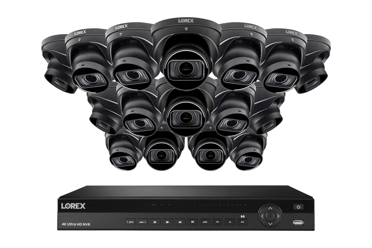 Lorex 4K (16 Camera Capable) 4TB Wired NVR System with Nocturnal 4 Smart IP Dome Cameras Featuring Motorized Varifocal Lens, Listen-In Audio and 30FPS Recording - Lorex Corporation