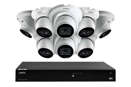 Lorex 4K 16-Camera Capable (Wired or Fusion Wi-Fi) 4TB Wired NVR System with IP Dome Cameras featuring Listen-In Audio - Lorex Corporation