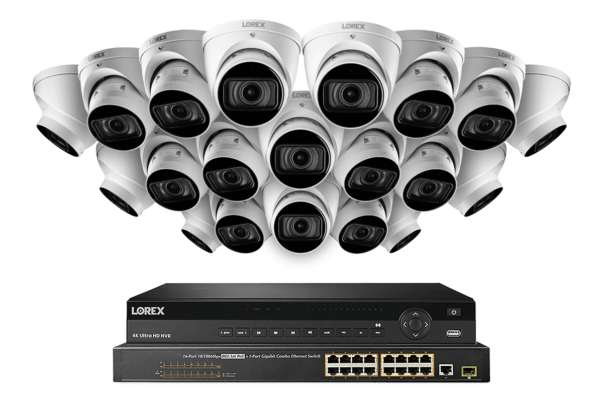 Lorex 4K (32 Camera Capable) 8TB Wired NVR System with Nocturnal 3 Smart IP Dome Cameras Featuring Motorized Varifocal Lens and 30FPS Recording - Lorex Corporation