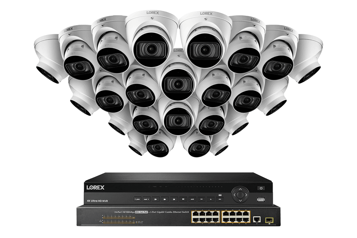 Lorex 4K (32 Camera Capable) 8TB Wired NVR System with Nocturnal 3 Smart IP Dome Cameras Featuring Motorized Varifocal Lens and 30FPS Recording - Lorex Corporation