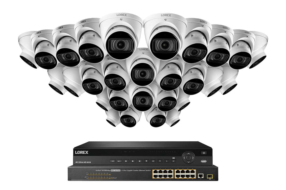 Lorex 4K (32 Camera Capable) 8TB Wired NVR System with Nocturnal 3 Smart IP Dome Cameras Featuring Motorized Varifocal Lens and 30FPS Recording - Lorex Corporation