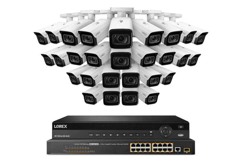 Lorex 4K (32 Camera Capable) 8TB Wired NVR System with Nocturnal 4 Smart IP Bullet Cameras Featuring Motorized Varifocal Lens, Vandal Resistant and 30FPS Recording - Lorex Corporation