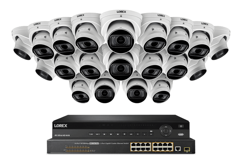 Lorex 4K (32 Camera Capable) 8TB Wired NVR System with Nocturnal 4 Smart IP Dome Cameras Featuring Motorized Varifocal Lens, Listen-In Audio and 30FPS Recording - Lorex Corporation