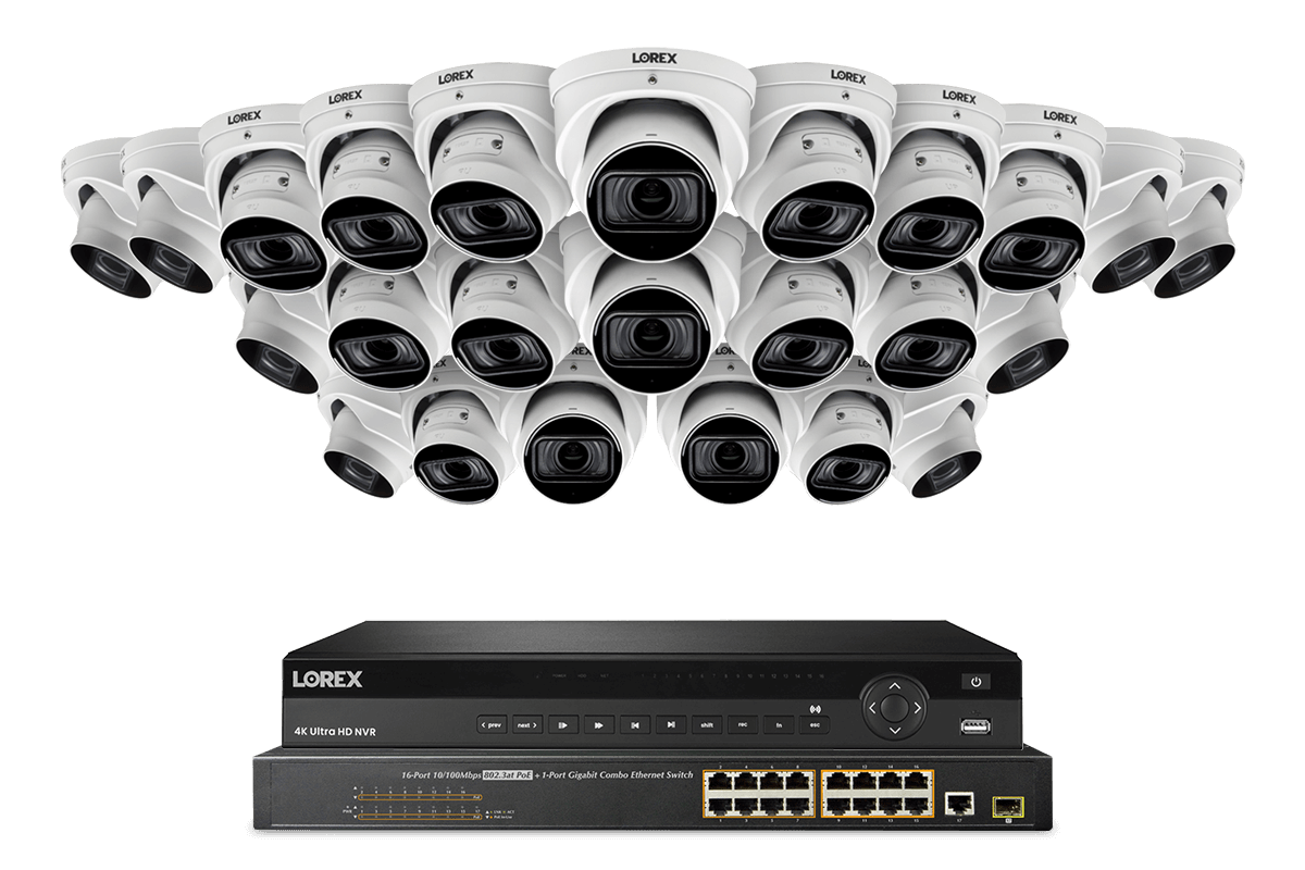 Lorex 4K (32 Camera Capable) 8TB Wired NVR System with Nocturnal 4 Smart IP Dome Cameras Featuring Motorized Varifocal Lens, Listen-In Audio and 30FPS Recording - Lorex Corporation