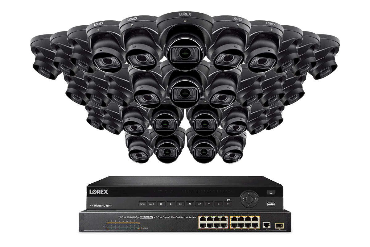 Lorex 4K (32 Camera Capable) 8TB Wired NVR System with Nocturnal 4 Smart IP Dome Cameras Featuring Motorized Varifocal Lens, Listen-In Audio and 30FPS Recording - Lorex Corporation