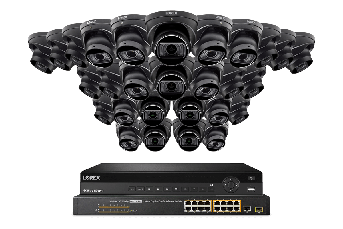 Lorex 4K (32 Camera Capable) 8TB Wired NVR System with Nocturnal 4 Smart IP Dome Cameras Featuring Motorized Varifocal Lens, Listen-In Audio and 30FPS Recording - Lorex Corporation