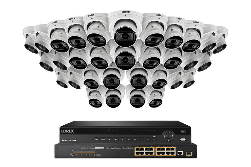Lorex 4K (32 Camera Capable) 8TB Wired NVR System with Nocturnal 4 Smart IP Dome Cameras Featuring Motorized Varifocal Lens, Listen-In Audio and 30FPS Recording - Lorex Corporation