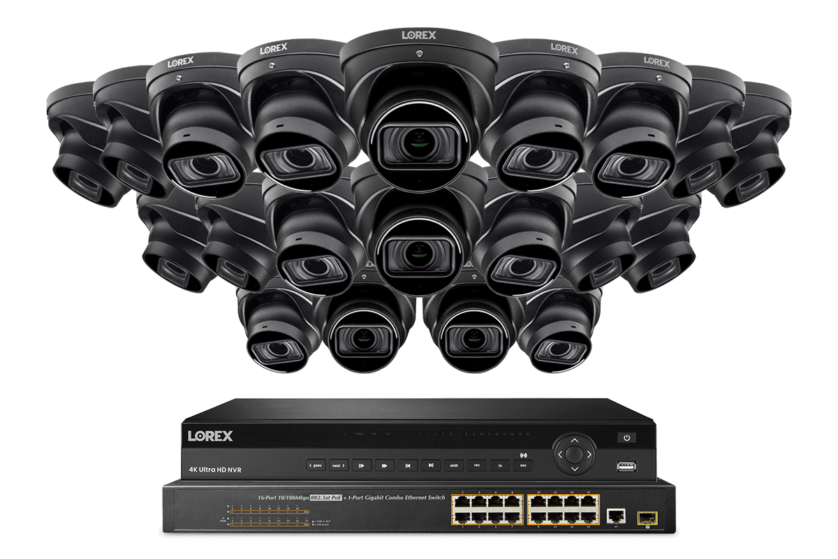 Lorex 4K (32 Camera Capable) 8TB Wired NVR System with Nocturnal 4 Smart IP Dome Cameras Featuring Motorized Varifocal Lens, Listen-In Audio and 30FPS Recording - Lorex Corporation