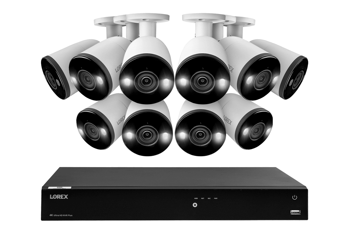 Lorex Fusion 4K (16 Camera Capable) 3TB Wired NVR System with Bullet Cameras Featuring Smart Deterrence and Two-Way Talk - Lorex Corporation