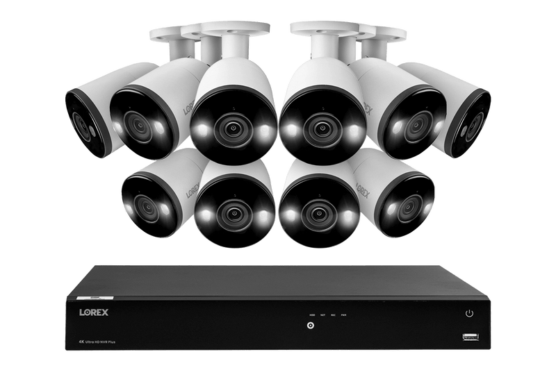 Lorex Fusion 4K (16 Camera Capable) 3TB Wired NVR System with Bullet Cameras Featuring Smart Deterrence and Two-Way Talk - Lorex Corporation