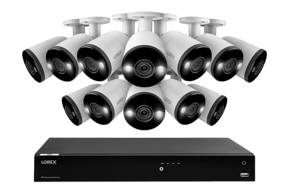 Lorex Fusion 4K (16 Camera Capable) 3TB Wired NVR System with Bullet Cameras Featuring Smart Deterrence and Two-Way Talk - Lorex Corporation