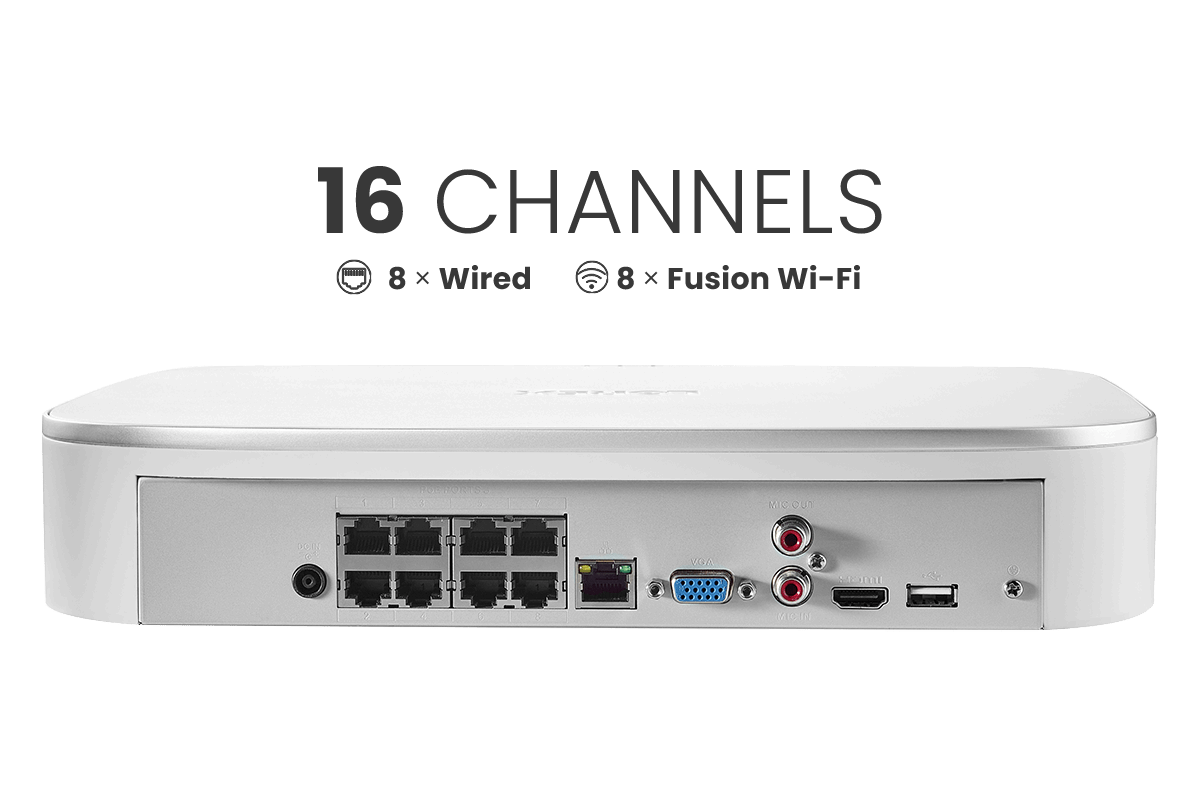 Lorex Fusion 4K 16-Camera Capable (8 Wired + 8 Wi-Fi) 2TB NVR System with Bullet Cameras Featuring Smart Deterrence and 2-Way Audio - Lorex Corporation