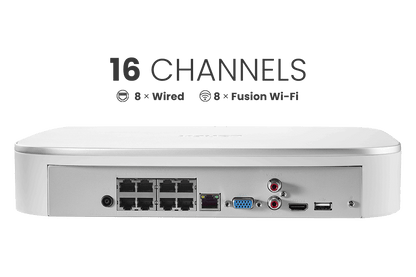 Lorex Fusion 4K 16 Camera Capable (8 Wired and 8 Wi-Fi) 2TB NVR System with Two 2K Pan-Tilt Outdoor Wi-Fi Cameras - Lorex Corporation