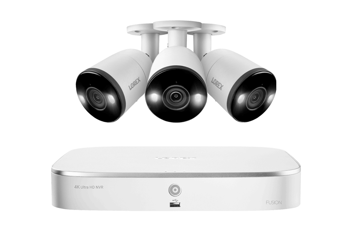 Lorex Fusion 4K 16-Channel (8 Wired + 8 Wi-Fi) 2TB NVR System with 3 Bullet Cameras Featuring Smart Deterrence and 2-Way Talk - Amazon - Lorex Corporation